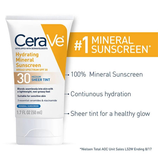 Hydrating Mineral Sunscreen SPF 30 Face Sheer Tint, Shade: Medium